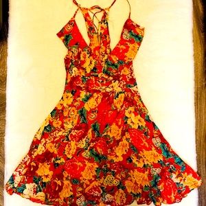 Kimchi Blue Ruffle Red Floral Dress UO